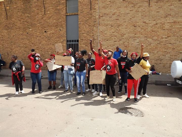 A group of women outside the Witbank Regional Court sitting in the Witbank Magistrate's Court in Mpumalanga, where pastor Derrick Xaba was sentenced.
